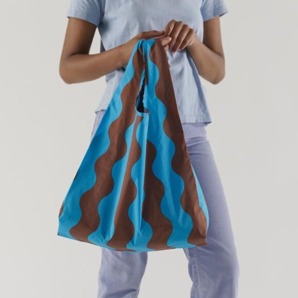 NWOT Standard Baggu - Teal & Brown Wavy Stripe - Picture 3 of 3